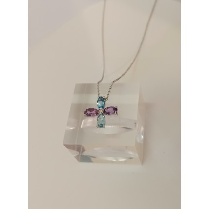 ΓΥΝΑΙΚΕΙΟΣ ΣΤΑΥΡΟΣ ΛΕΥΚΟ 18K με πέτρες CRW97